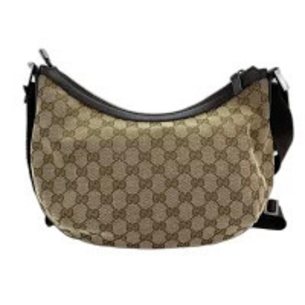 Gucci GG Monogram canvas half moon croissant shoulder bag brown